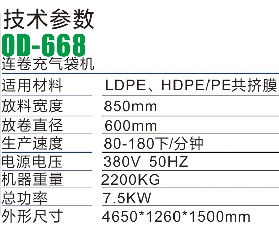 OD866緩沖連卷充氣制袋機(jī)-氣柱袋生產(chǎn)設(shè)備